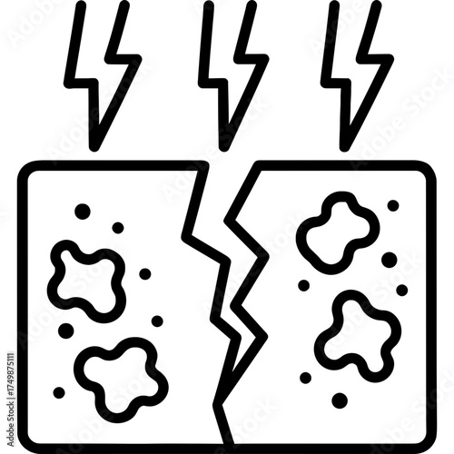 Stress corrosion crack combination outline icon vector