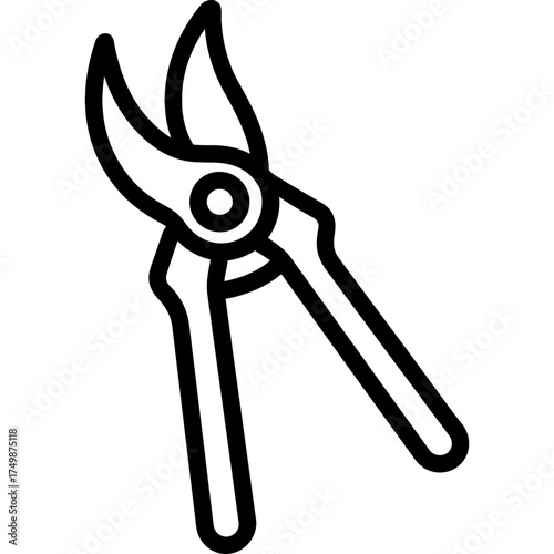 Pruning shears garden outline icon vector