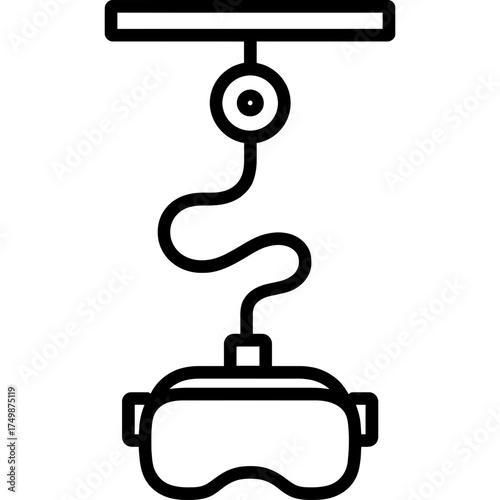 Vr cable management system ceiling pulley outline icon vector