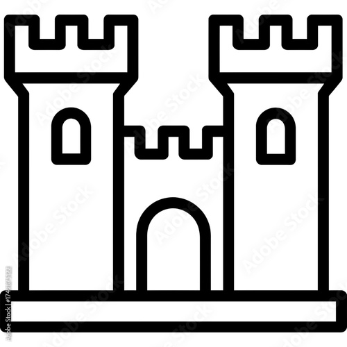 Castle fortress outline icon vector