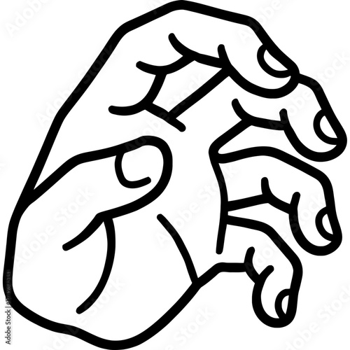 Grabbing hand outline icon vector