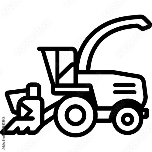 Silage chopper forage harvester outline icon vector