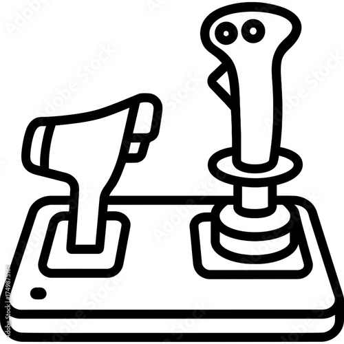 Vr flight stick hotas outline icon vector