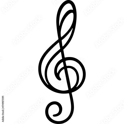 Treble clef music notation outline icon vector
