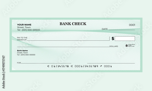  Printable Blank Bank Check Vector File with guilloche pattern