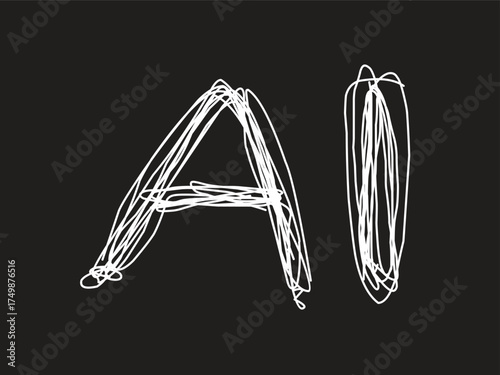 Artificial intelligence sketch hand lettering.eps