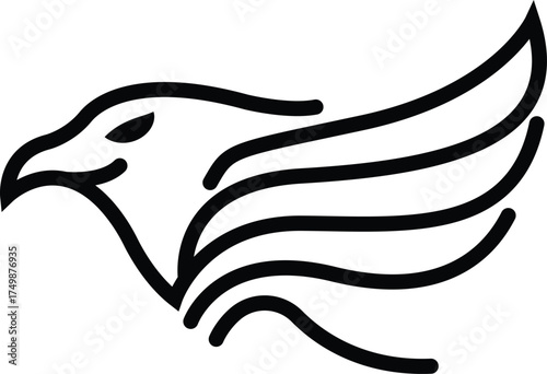 Eagle Head With Flow Ouline Lineart Design