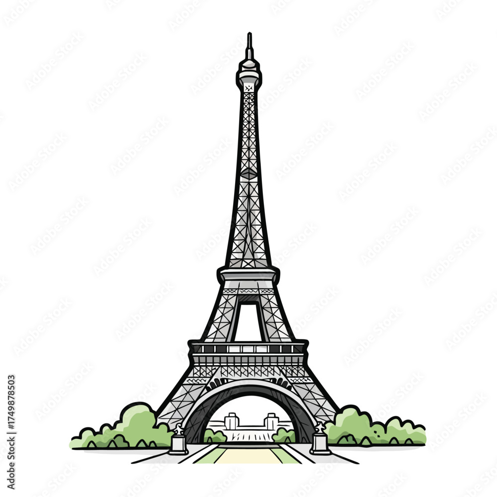 Fototapeta premium Eiffel tower in paris isolated on white background