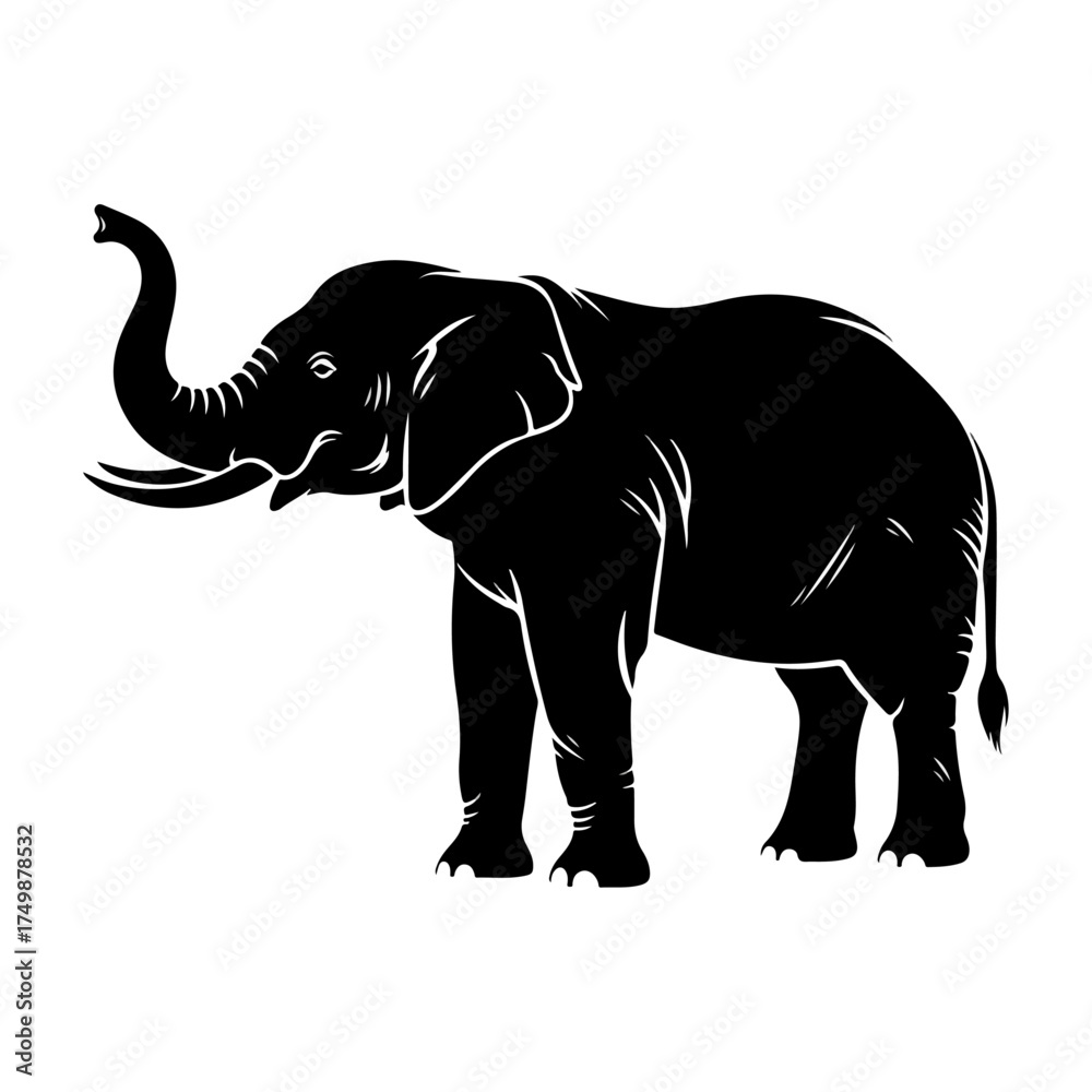 Fototapeta premium Silhouette of an African Elephant standing majestically.