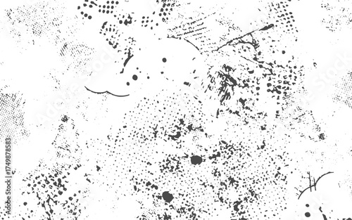 Abstract grunge texture effect, scratch and dust particle grain on white background.. Grunge black and white pattern. Monochrome particles abstract texture.