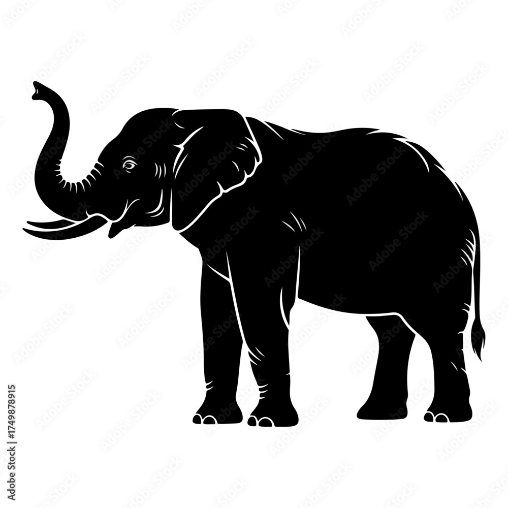Fototapeta premium Majestic Elephant Silhouette - A Powerful Symbol of Strength and Wisdom.