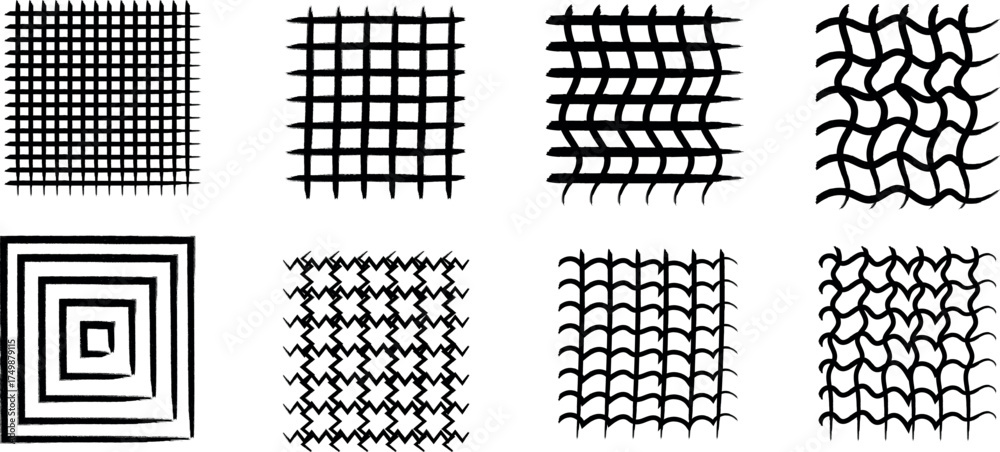 Fototapeta premium Hand drawn abstract black and white patterns vector designs collection