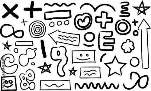 Hand drawn doodle symbols set on white background vector illustration