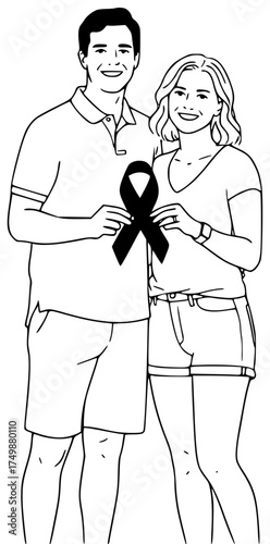 awareness illustration support silhouette health logo care icon disease outline illness woman cancer ribbon campaign oncology man hope month shape male vector graphic background