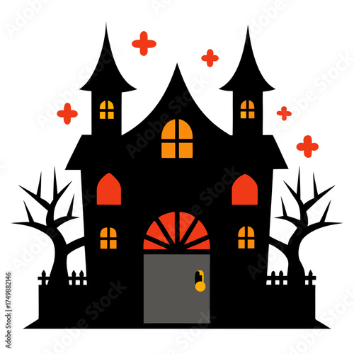 halloween castle vector illustration