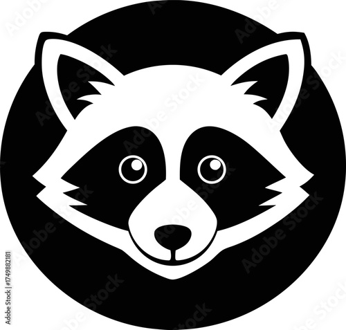 Raccoon Head in a Candy Circle Silhouette Vector