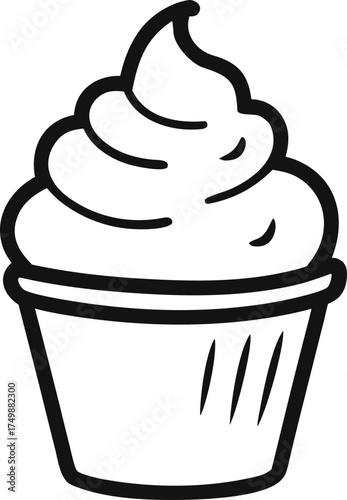 Minimalist Sundae in a Bowl Vector Sketch