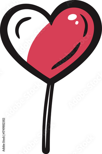 Hand Drawn Simple Heart Shaped Lollipop Doodle Vector
