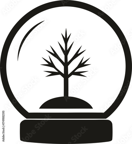 Simple Winter Snow Globe with Pine Tree Graphic