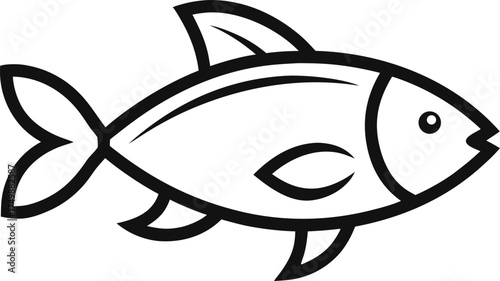 Clean and Simple Fish Doodle Vector Illustration