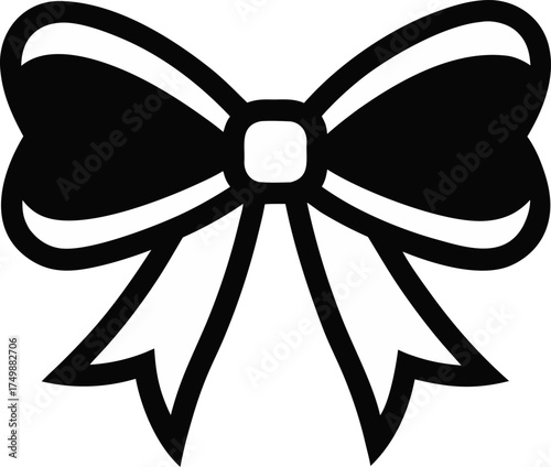 Minimalist Holiday Ribbon Bow Silhouette Graphic