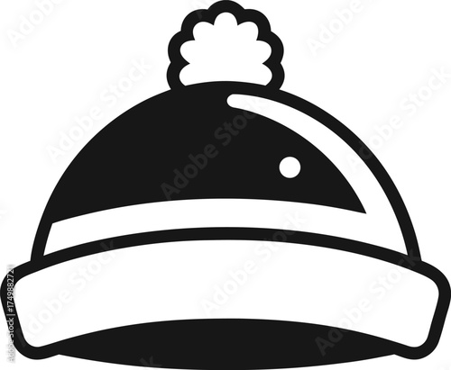 Small Winter Beanie Hat Christmas Vector Black