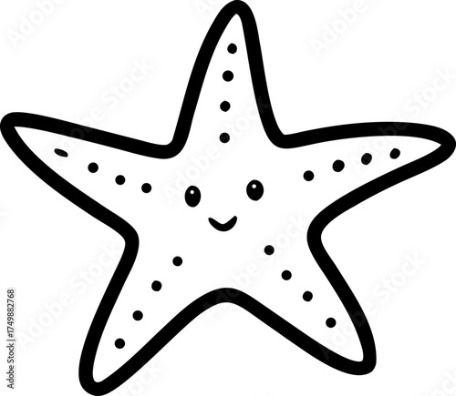 Cute and Minimal Starfish Hand Drawn Doodle Vector