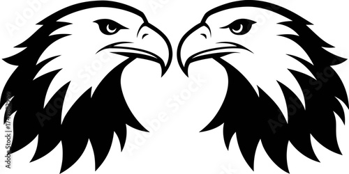 Two Eagle Heads Face to Face in Love Border