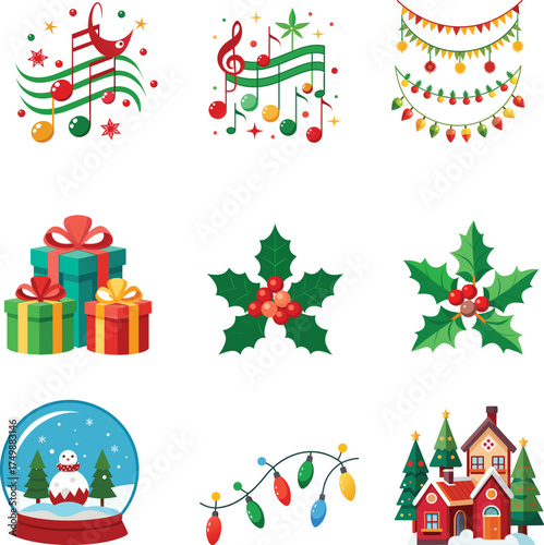 merry christmas day event items vector illustration