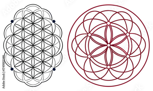 Sacred Geometry Mandala Illustrations – Mystical Symmetrical Linework and Circular Pattern Art