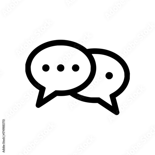 Two overlapping speech bubbles with one containing three dots and the other one dot in black outline