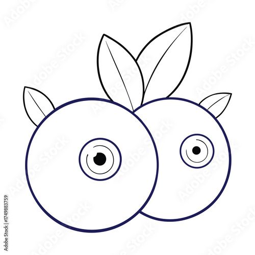 A delightful blueberries coloring page featuring plump berries on leafy stems, perfect for adding vibrant blues and greens with fun, creative coloring.
