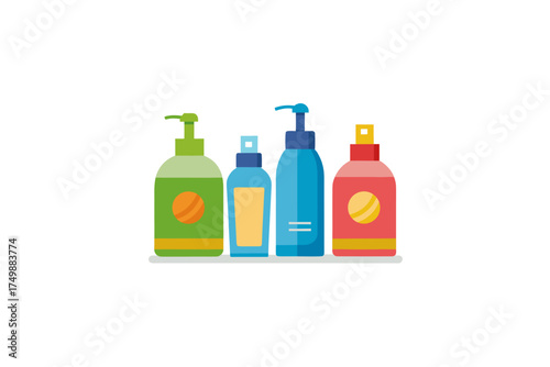 set of bottles of shampoo