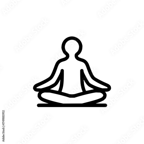 Person in lotus position meditating with hands resting on knees in a minimalist outline drawing style