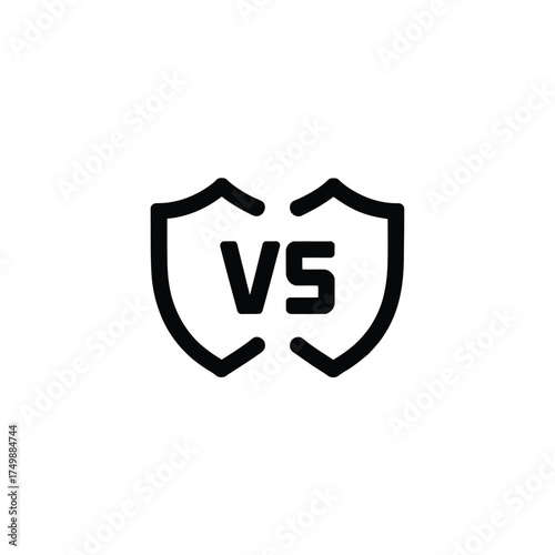Versus symbol between two shields representing competition and rivalry