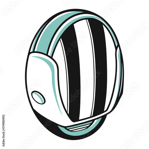Electric unicycle in modern design with black and teal colors  