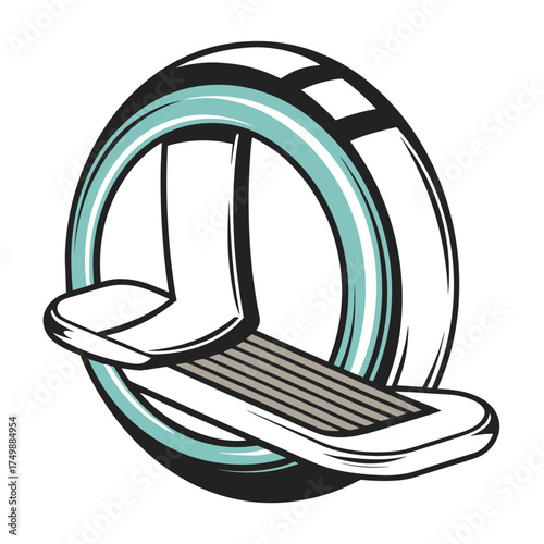 Electric unicycle icon in modern design with teal accents  