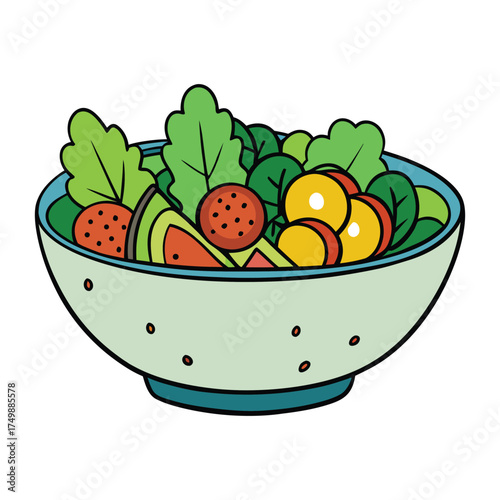 A vibrant bowl of fresh greens, crunchy veggies, and colorful toppings, tossed lightly for a wholesome, nutritious meal that’s full of flavor and healthy goodness.
