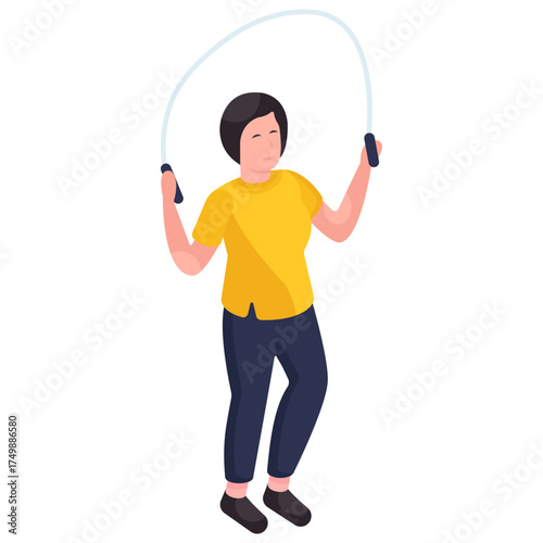 A isometric design illustration of skipping rope 
