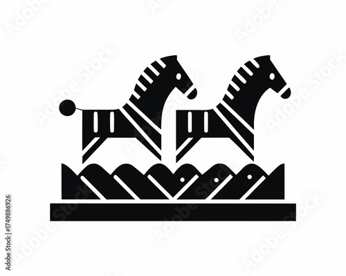 Zebra herd running icon  silhouette illustration isolated on white background