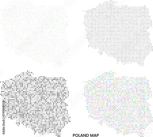 Colorful Poland vector map infographic square shape pattern.