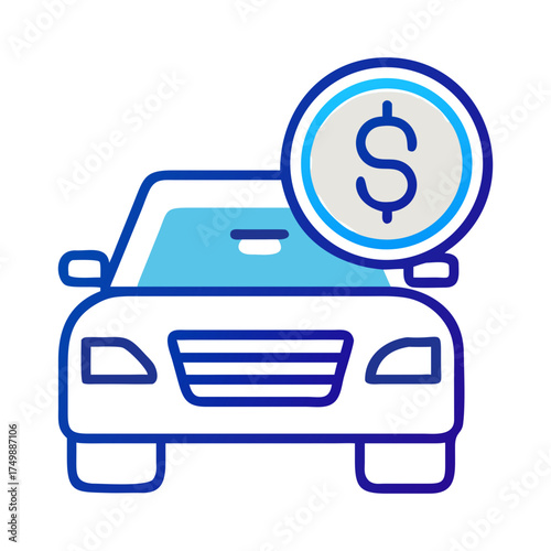 Car with dollar sign symbolizing financial investment concept  