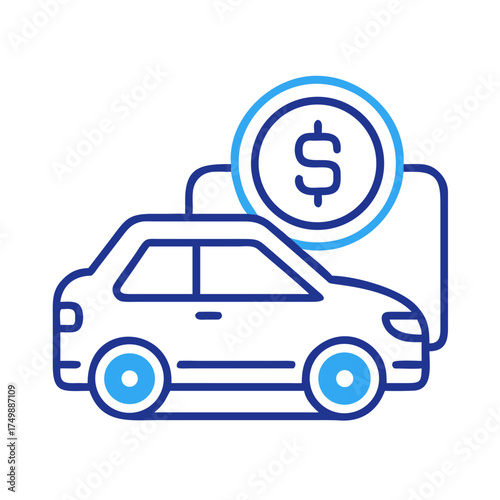 Car icon with dollar sign representing financial transactions  