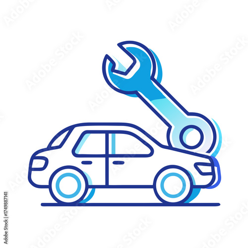 Car with wrench icon representing auto repair services  