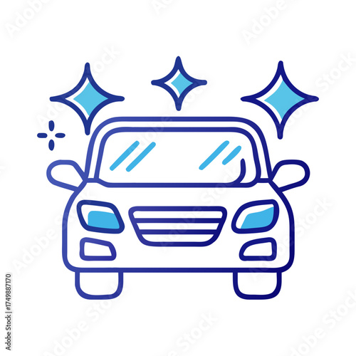 Clean car illustration with sparkles in modern design  