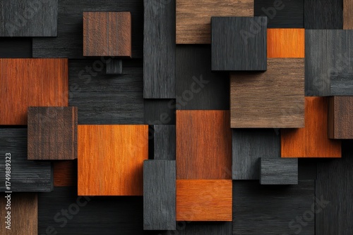 Abstract geometric wooden blocks