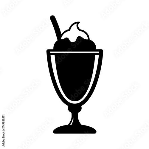 Affogato Silhouette Clip Art on White Background