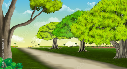 landscape background with trees