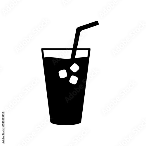 Iced Tea Silhouette Clip Art on White Background