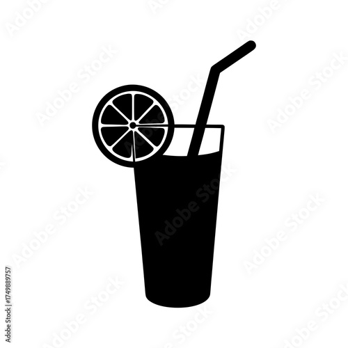 Lemonade Silhouette Clip Art on White Background